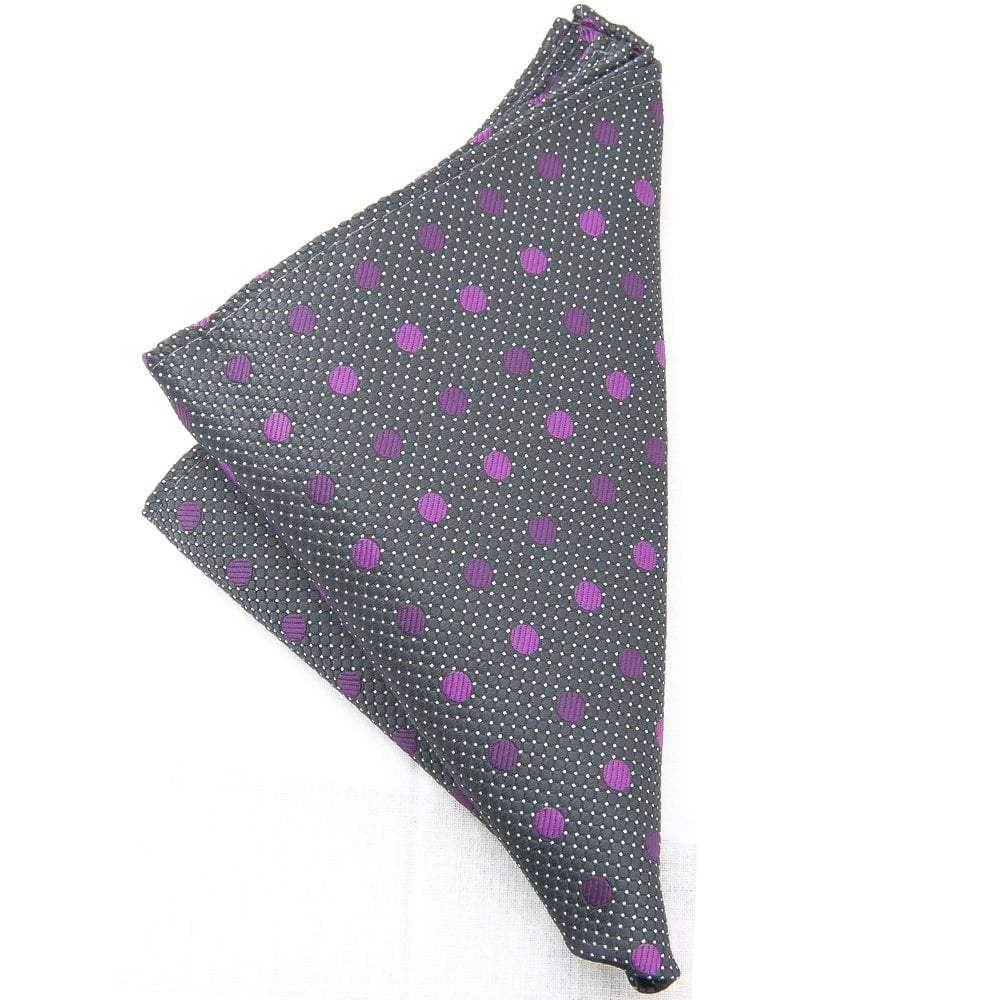 Grey With Pink Spots Pocket Square