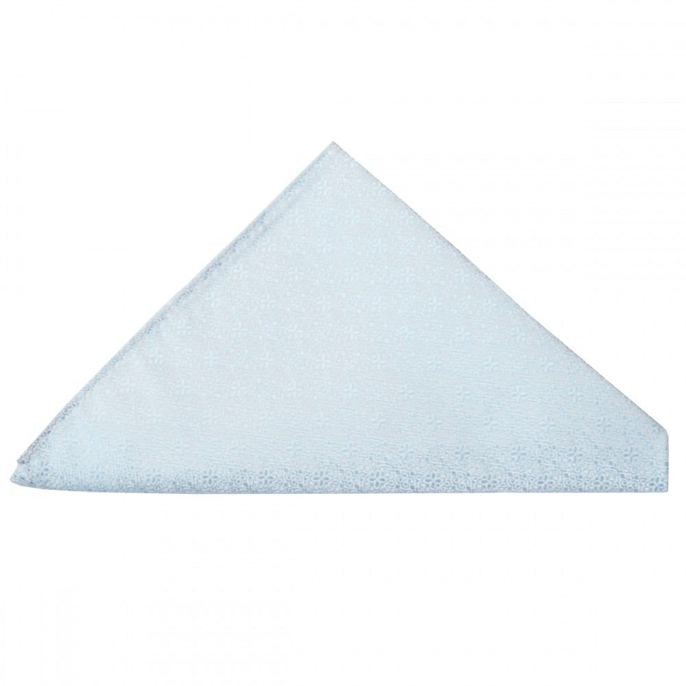 Light Blue Self Floral Textured Silk Pocket Square 1