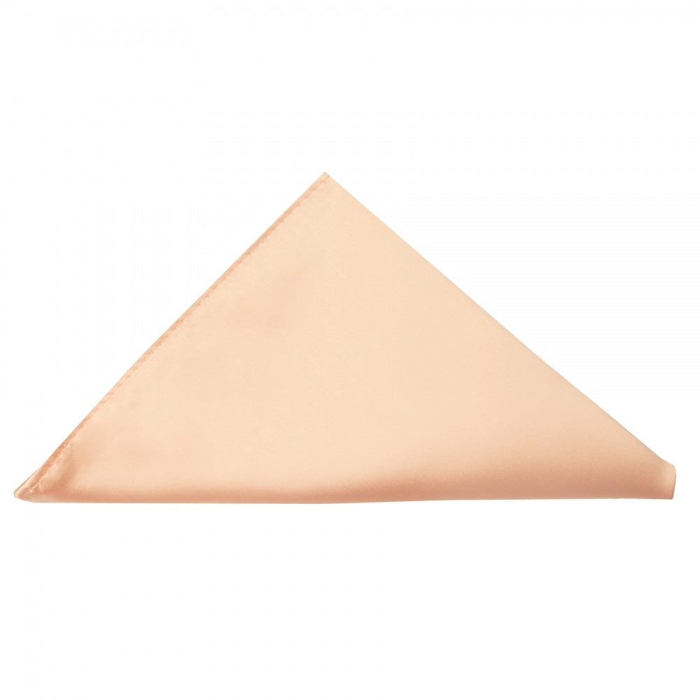 Plain Light Peach Satin Skinny Mens Tie And Pocket Square Set 5