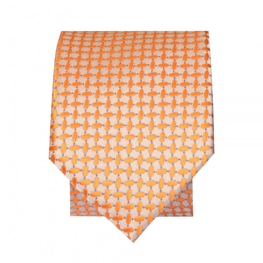Orange Neat Skinny Mens Tie And Pocket Square Set 2