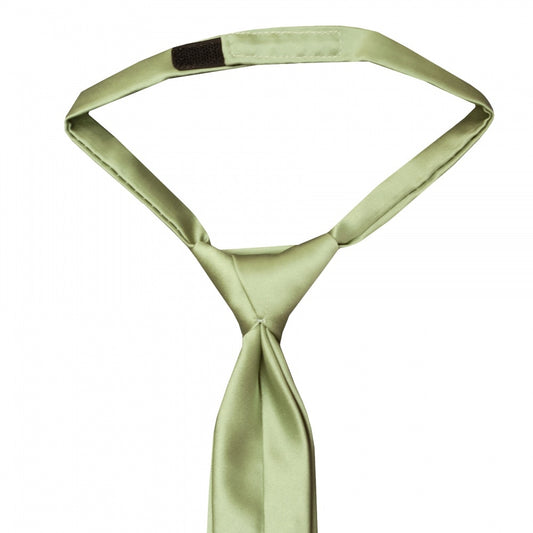 Pre Tied Sage Green Satin Boys Tie Age 4 7 2