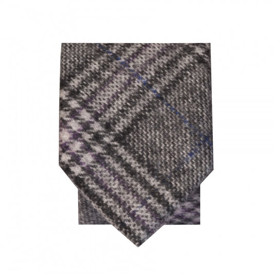 Light Grey Check Tweed Skinny Boys Tie 2