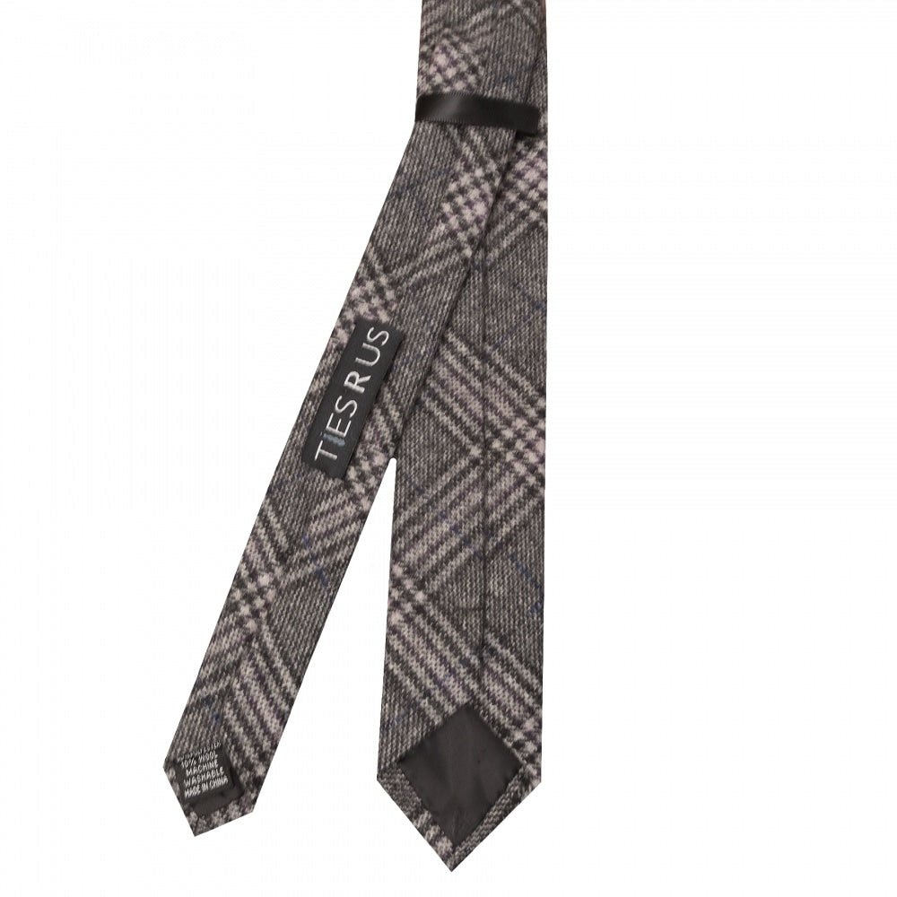 Light Grey Check Tweed Skinny Boys Tie 3