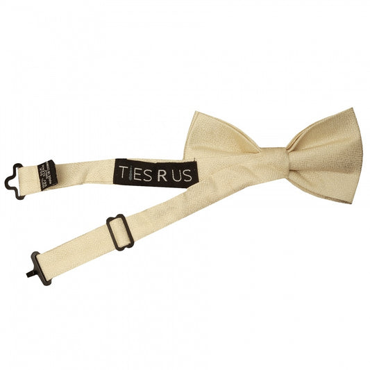 Pre Tied Champagne Textured Silk Boys Bow Tie Age 8 11 2