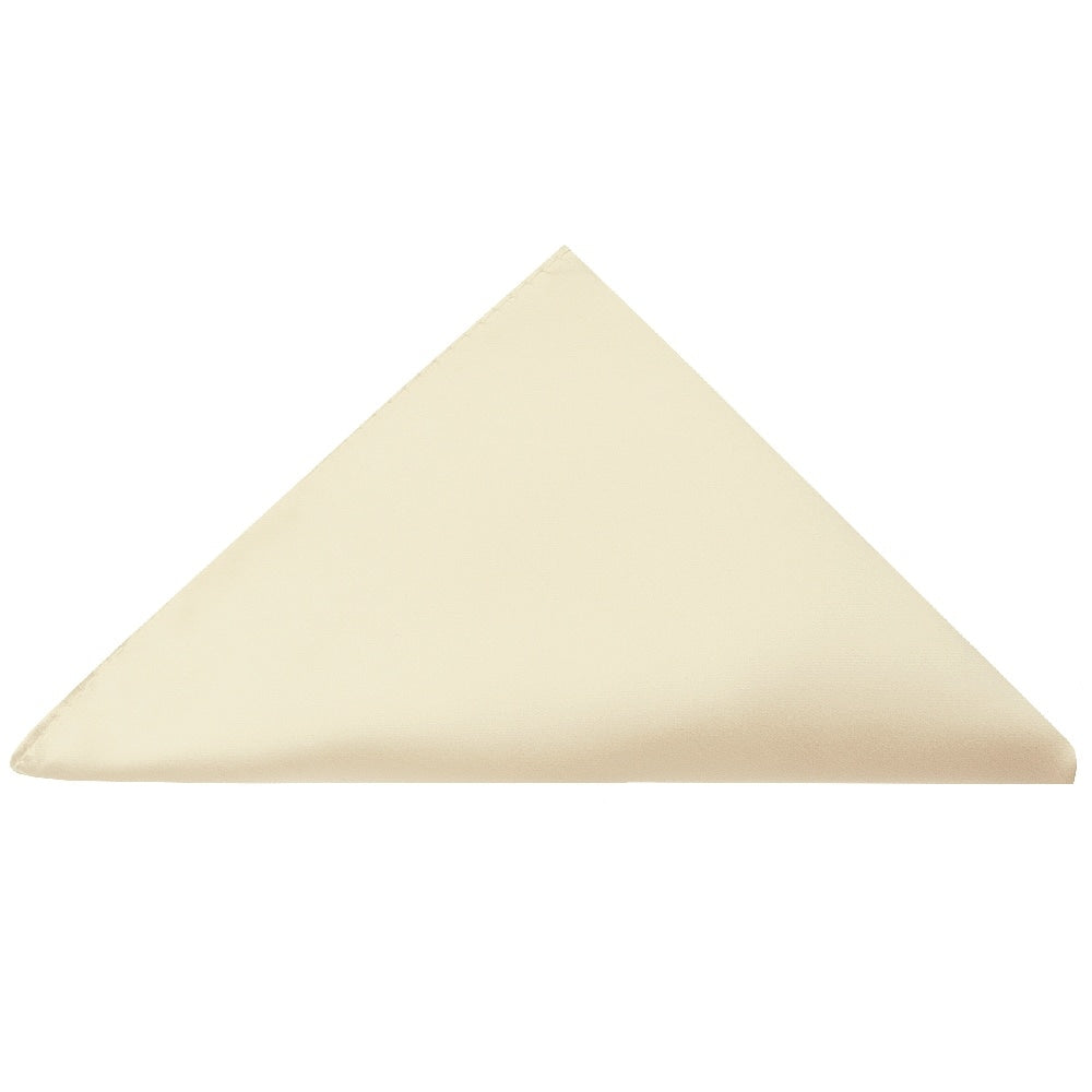 Plain Ivory Satin Skinny Mens Tie And Pocket Square Set 4