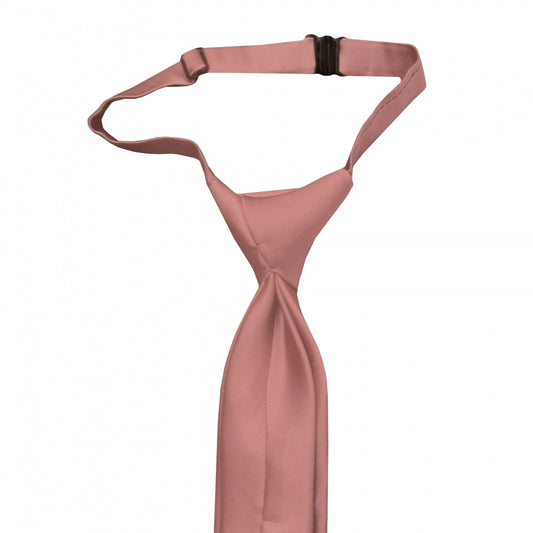 Pre Tied Rose Gold Satin Silk Boys Tie Age 4 7 2