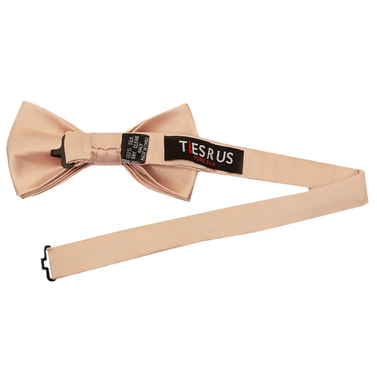 Plain Light Peach Satin Silk Mens Bow Tie 2
