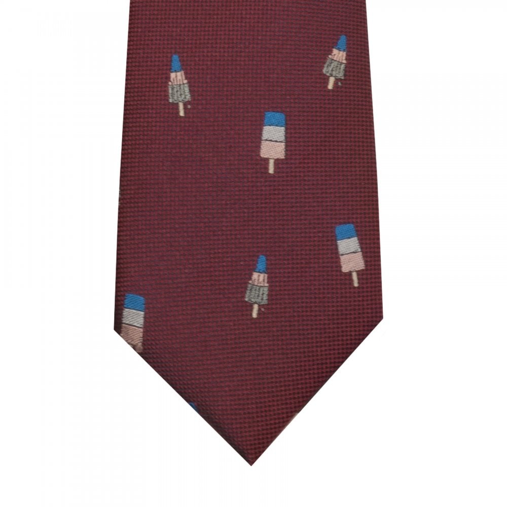 Ben Sherman Burgundy Ice Lolly Silk Skinny Mens Tie 4