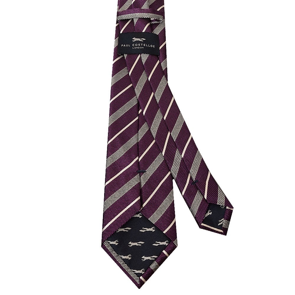 Paul Costelloe Purple Stripe Classic Mens Silk Tie 4