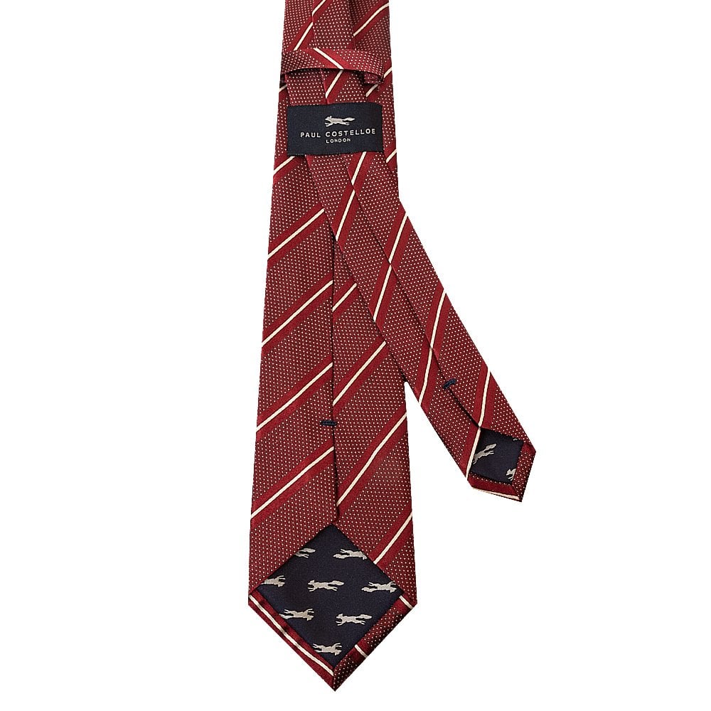 Paul Costelloe Burgundy Fine Stripe Classic Mens Silk Tie 4