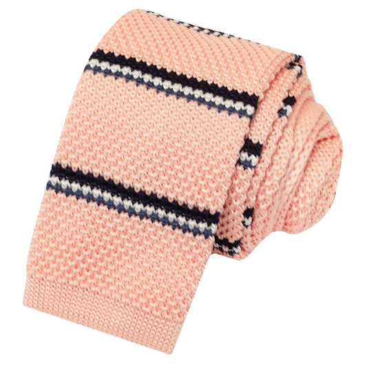 Ben Sherman Pink Stripe Knitted Skinny Mens Tie 2