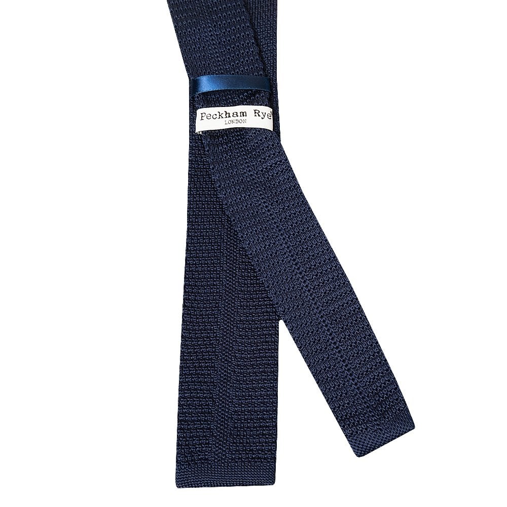 Peckham Rye Navy Knit Skinny Mens Tie 3