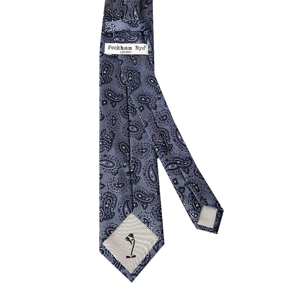 Peckham Rye Blue Mini Paisley Silk Classic Mens Tie 3