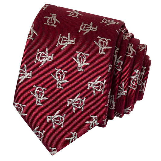 Original Penguin Burgundy Logo Skinny Mens Silk Tie 2