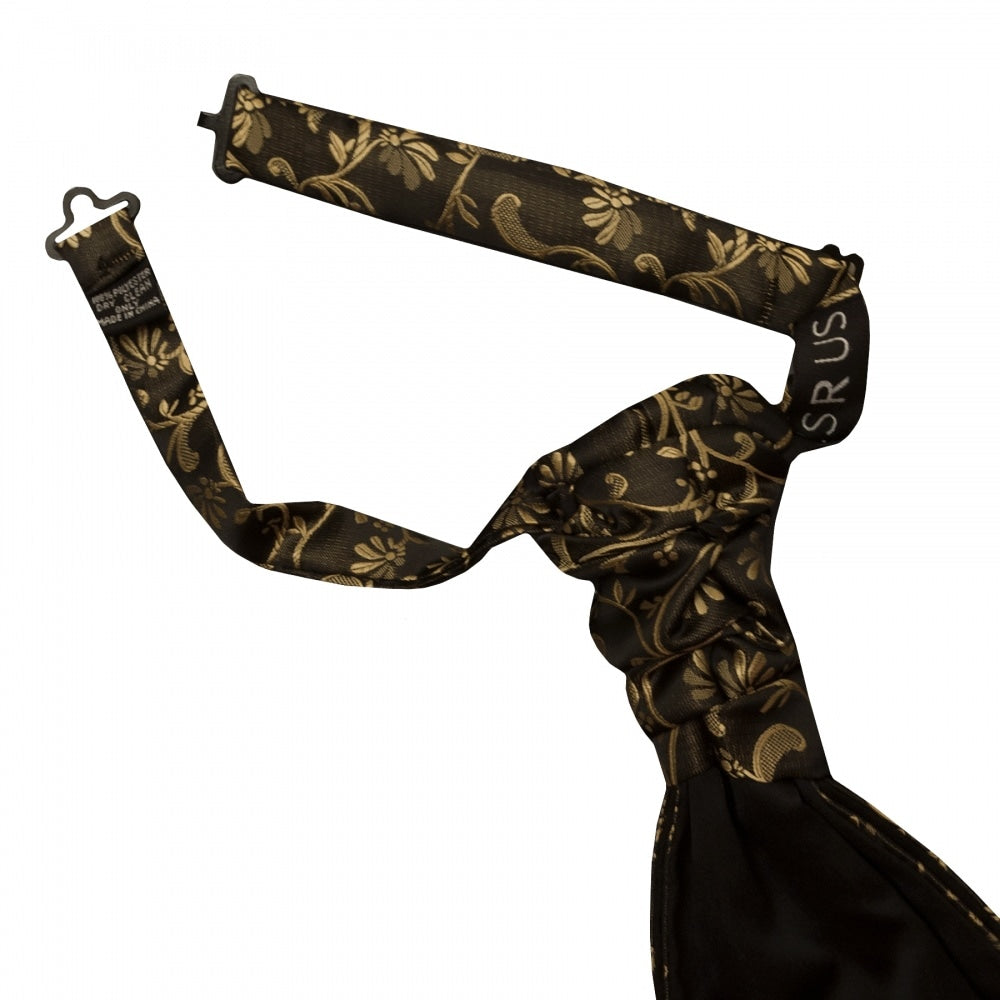 Black With Gold Floral Mens Cravat Tie 2