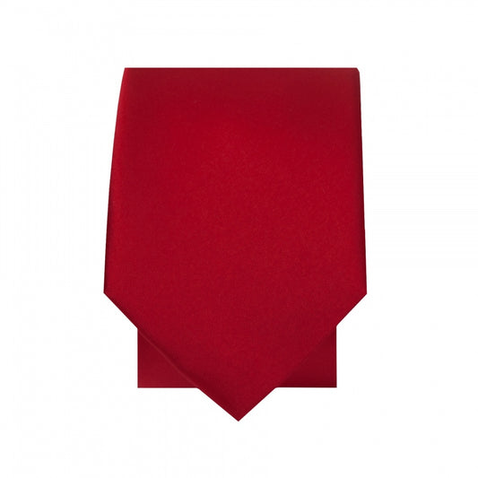 Plain Scarlet Red Satin Silk Skinny Mens Tie 2