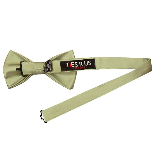 Plain Sage Green Satin Silk Mens Bow Tie 2