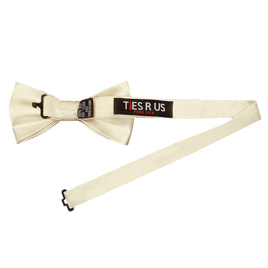 Plain Ivory Satin Silk Mens Bow Tie 2