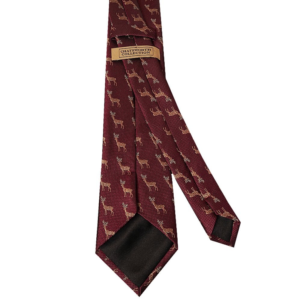 Chatsworth Collection Burgundy Deer Silk Classic Mens Tie 3