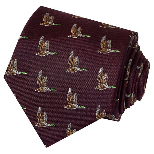 Chatsworth Collection Burgundy Flying Duck Silk Classic Mens Tie 2