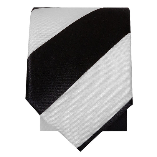 Black And White Striped Hand Made Skinny Mens Football Tie 2