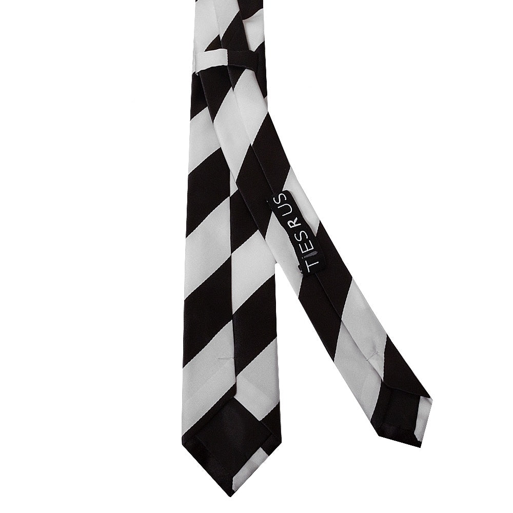 Black And White Striped Hand Made Skinny Mens Football Tie 3