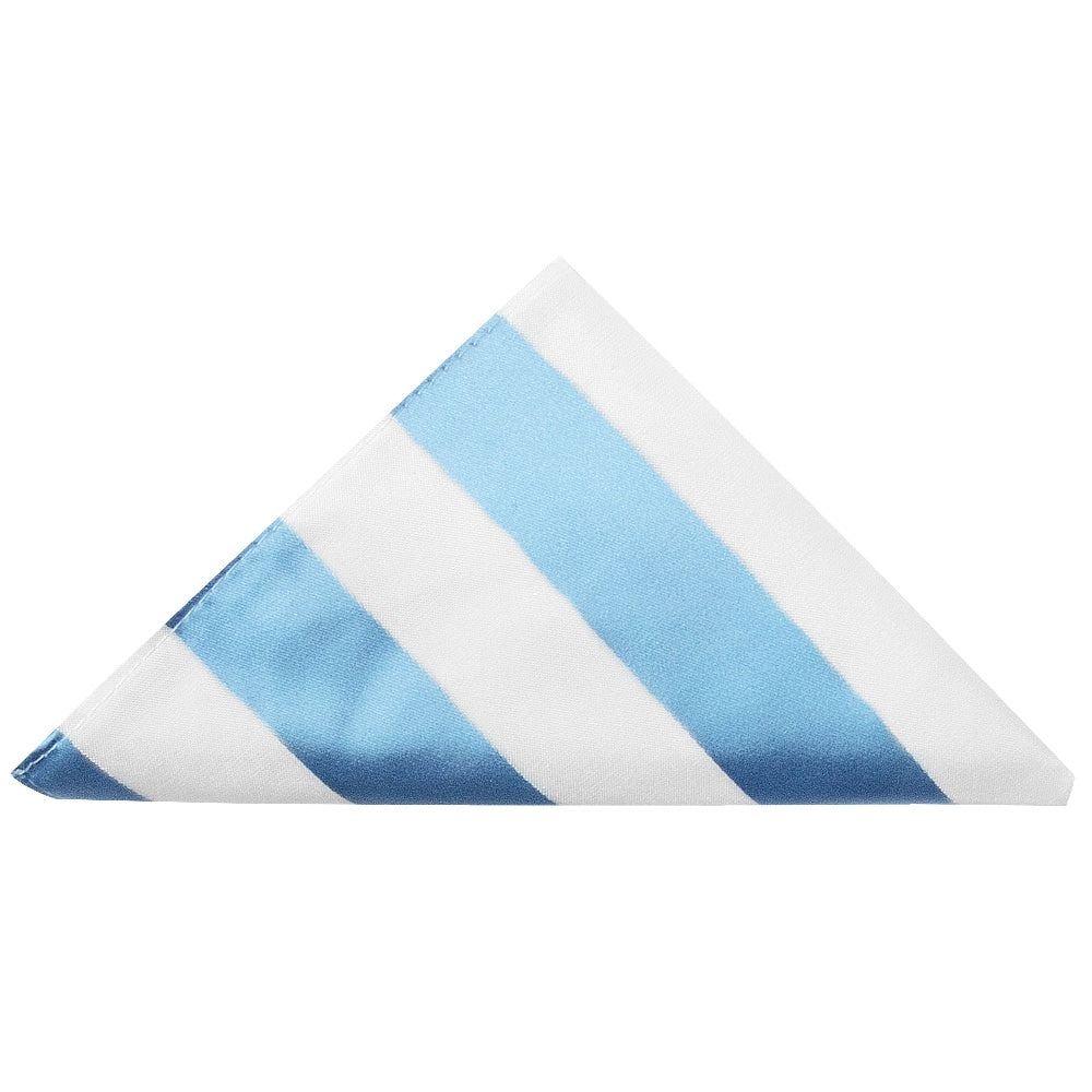 Sky Blue And White Striped Skinny Mens Football Tie And Pocket Square Set 3
