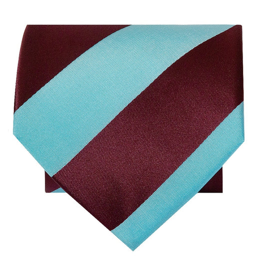 Claret And Blue Striped Hand Made Classic Mens Football Tie 2