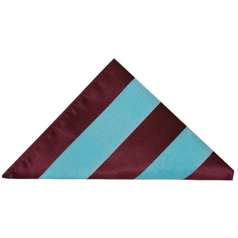 Claret And Blue Striped Hand Made Classic Mens Football Tie And Pocket Square Set 3