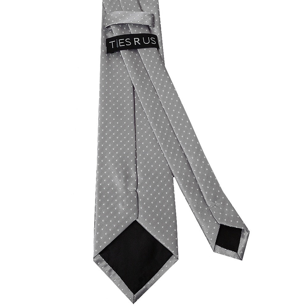 Silver And White Polka Dot Classic Mens Tie 3