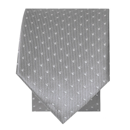 Silver And White Polka Dot Skinny Boys Tie 2