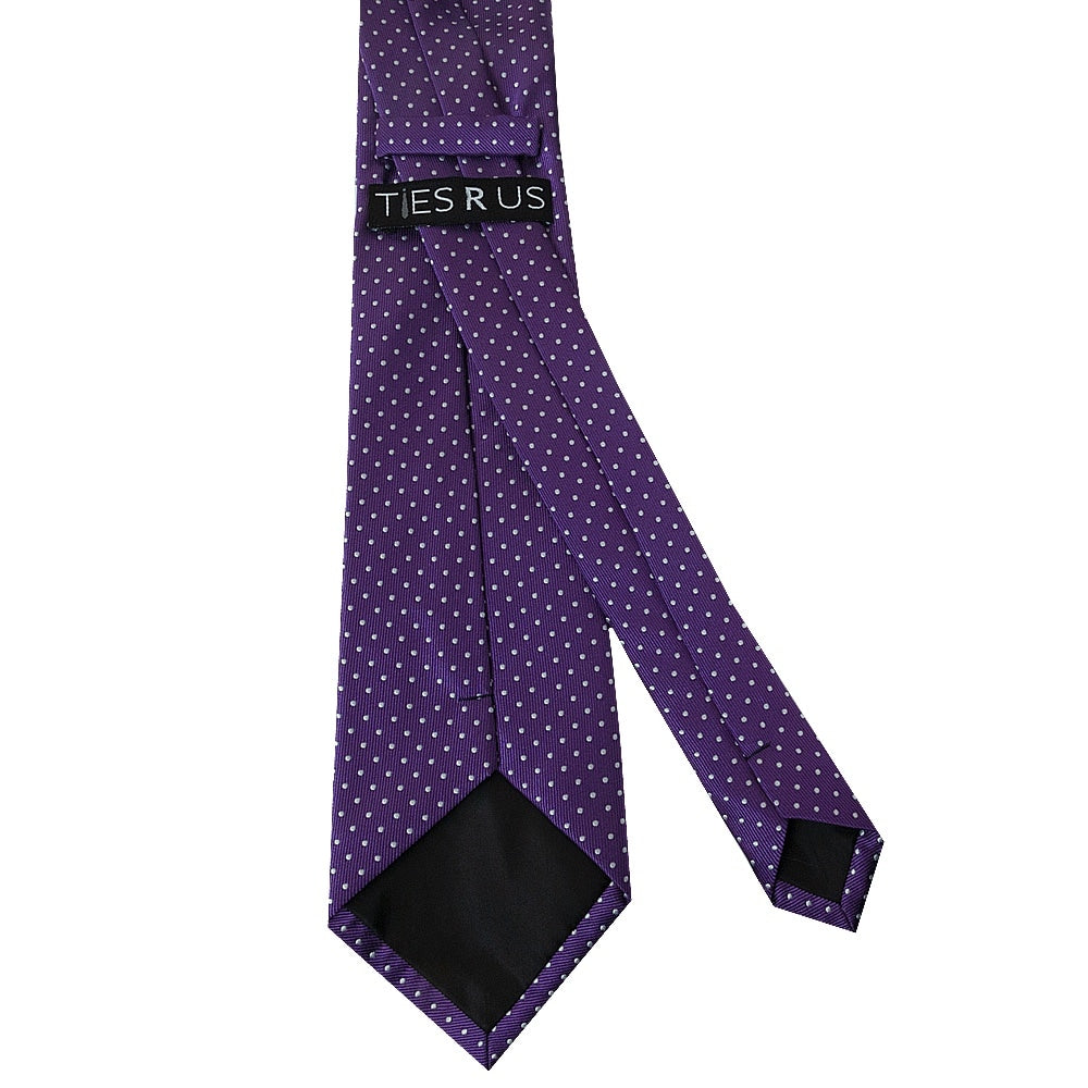 Purple And White Polka Dot Classic Mens Tie 3