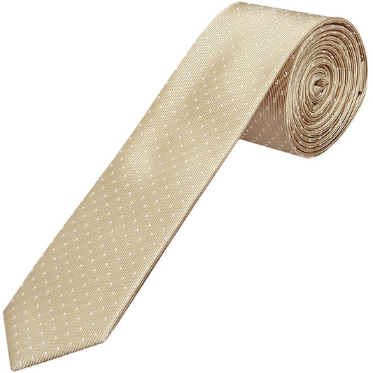 Champagne And White Polka Dot Skinny Boys Tie And Pocket Square Set 2