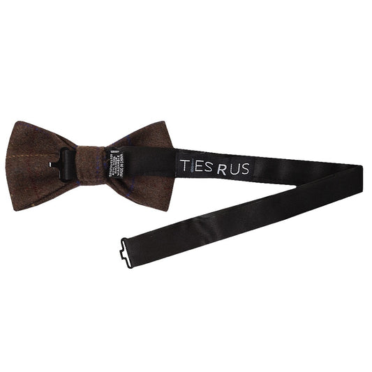 Brown Large Check Mens Tweed Bow Tie 2