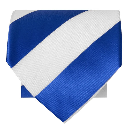 Blue And White Striped Hand Made Classic Mens Football Tie 2