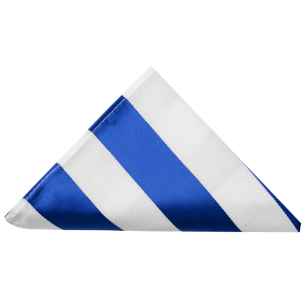 Blue And White Striped Skinny Mens Football Tie And Pocket Square Set 3