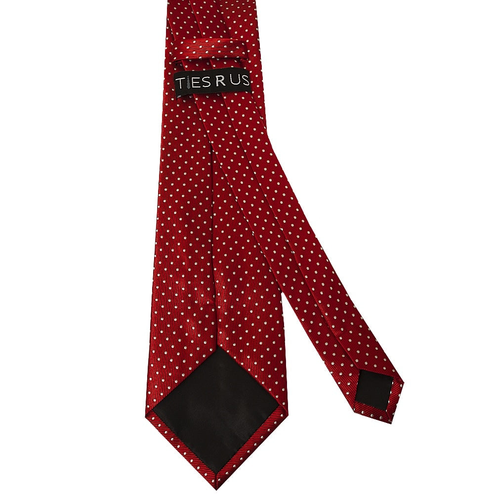 Red And White Polka Dot Classic Mens Tie Pocket Square Set 4