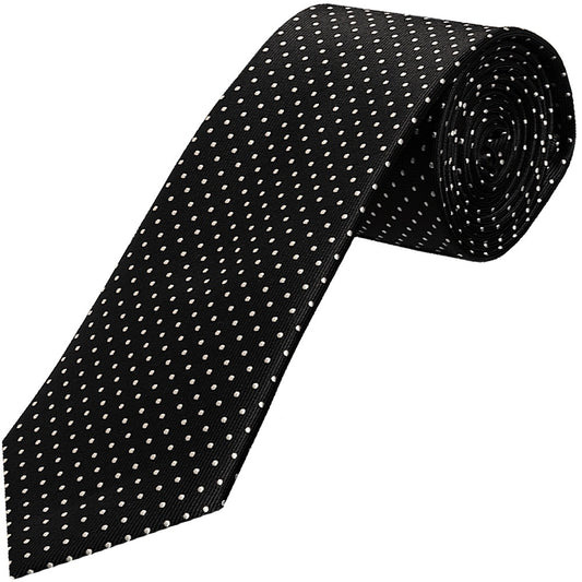 Black And White Polka Dot Classic Mens Tie Pocket Square Set 2