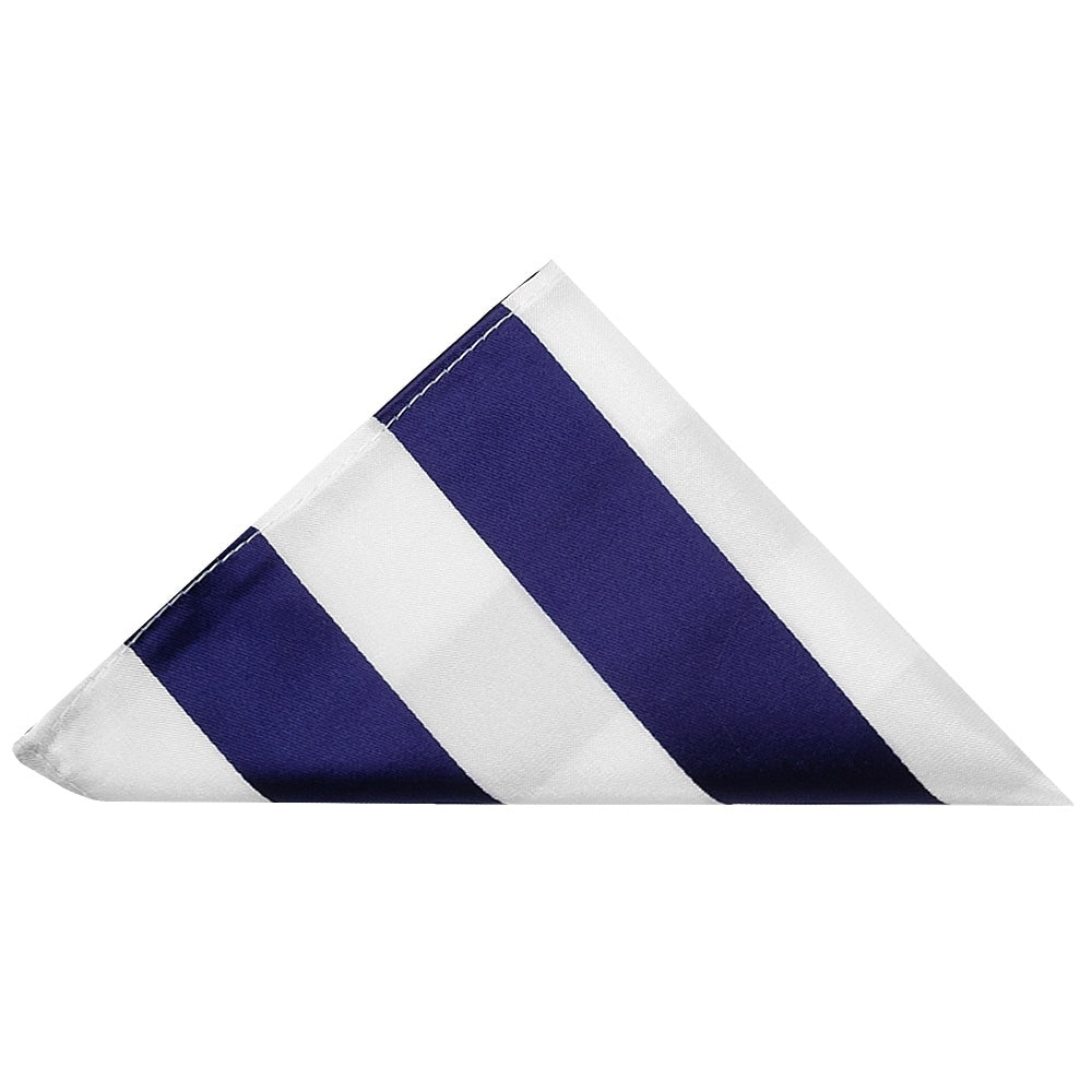 Navy And White Striped Classic Mens Football Tie And Pocket Square Set 3