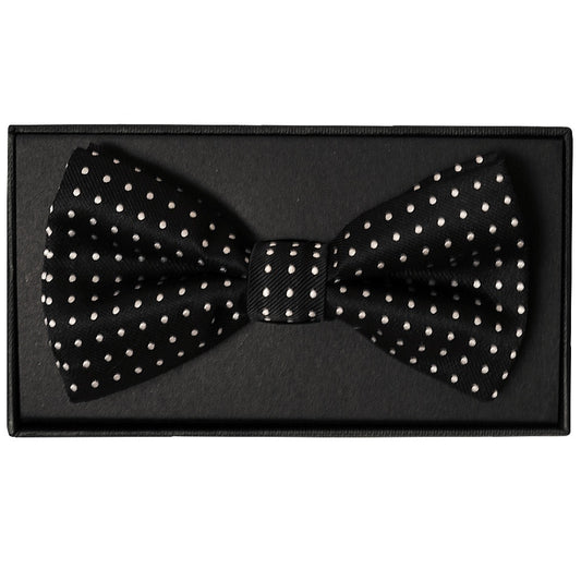 Hand Made Black And White Polka Dot Mens Bow Tie And Pocket Square Set 2