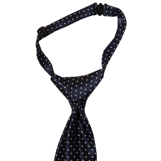 Pre Tied Navy Polka Dot Boys Tie Age 4 7 2