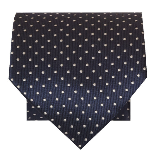 Navy Blue And White Polka Dot Classic Mens Tie 2