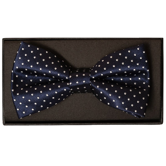 Navy Blue And White Polka Dot Mens Bow Tie And Pocket Square Set 2