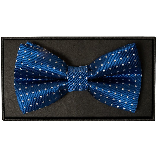 Handmade Blue And White Polka Dot Mens Bow Tie And Pocket Square Set 2