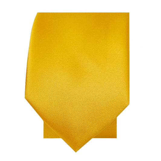 Plain Yellow Satin Skinny Mens Tie 2