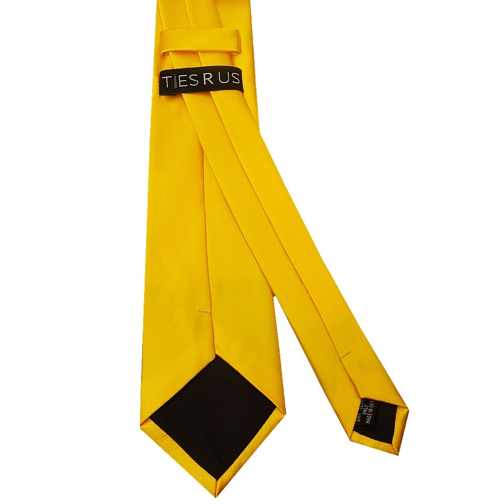 Plain Bright Yellow Satin Classic Mens Tie 4