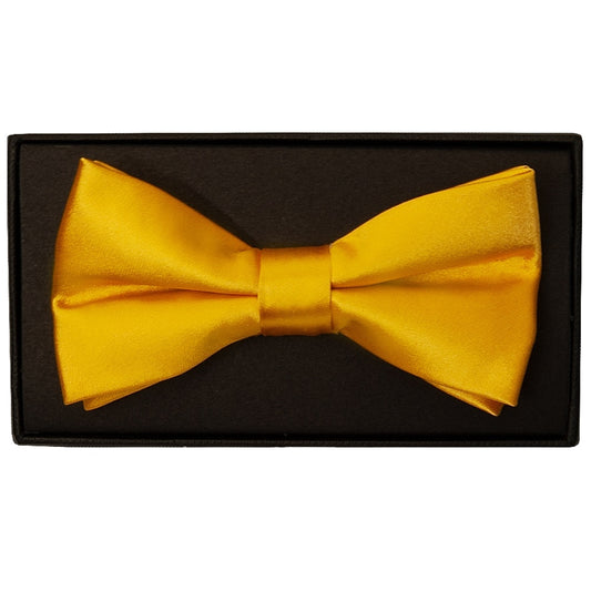 Plain Bright Yellow Hand Made Mens Bow Tie And Pocket Square Set 2