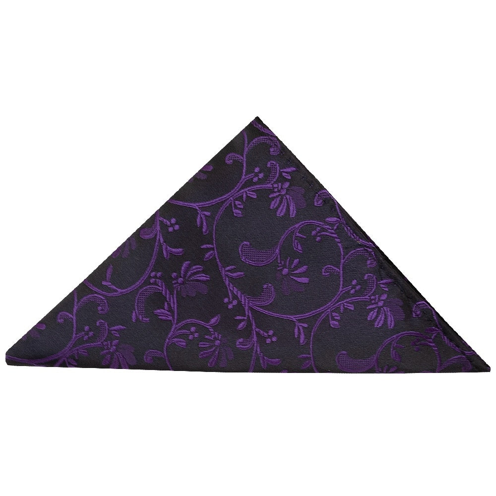 Black With Purple Floral Pocket Square 1