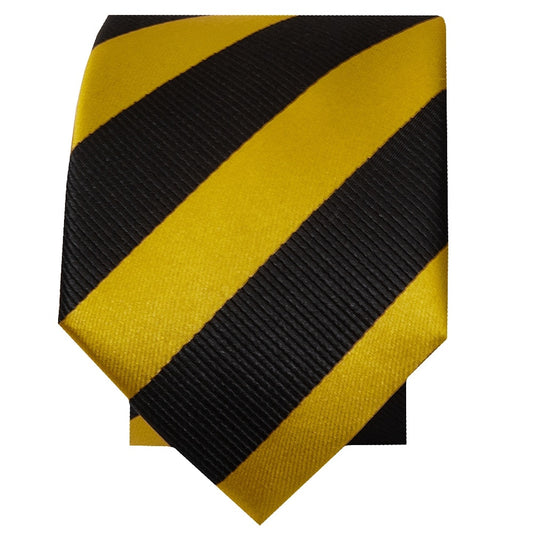 Black And Gold Striped Skinny Mens Tie 2