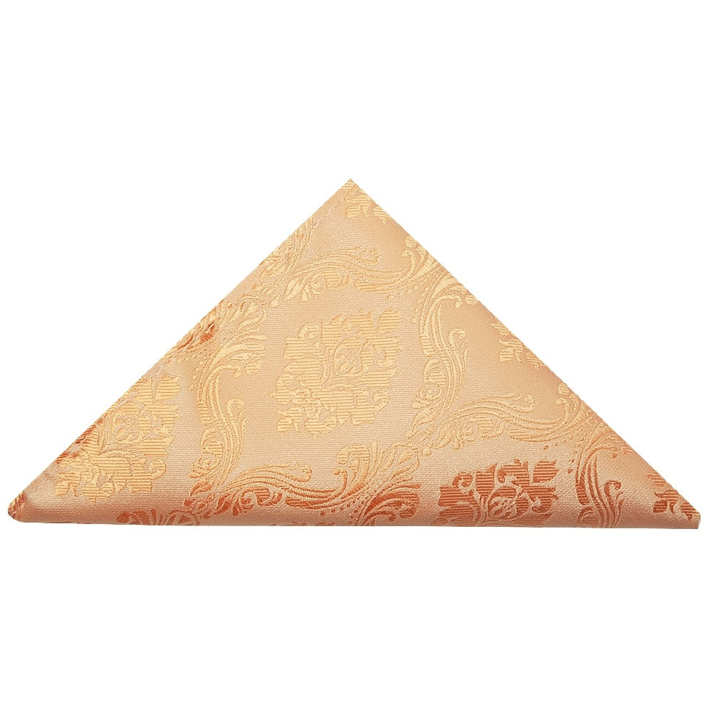 Peach Paisley Handmade Mens Bow Tie And Pocket Square Set 4